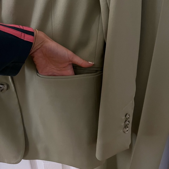 Women's Olive Blazer and Pants Set - Picture 3 of 13